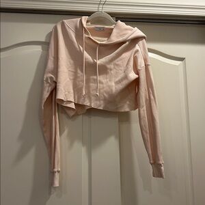 TNA Aritzia Cropped Waffle Knit Hoodie